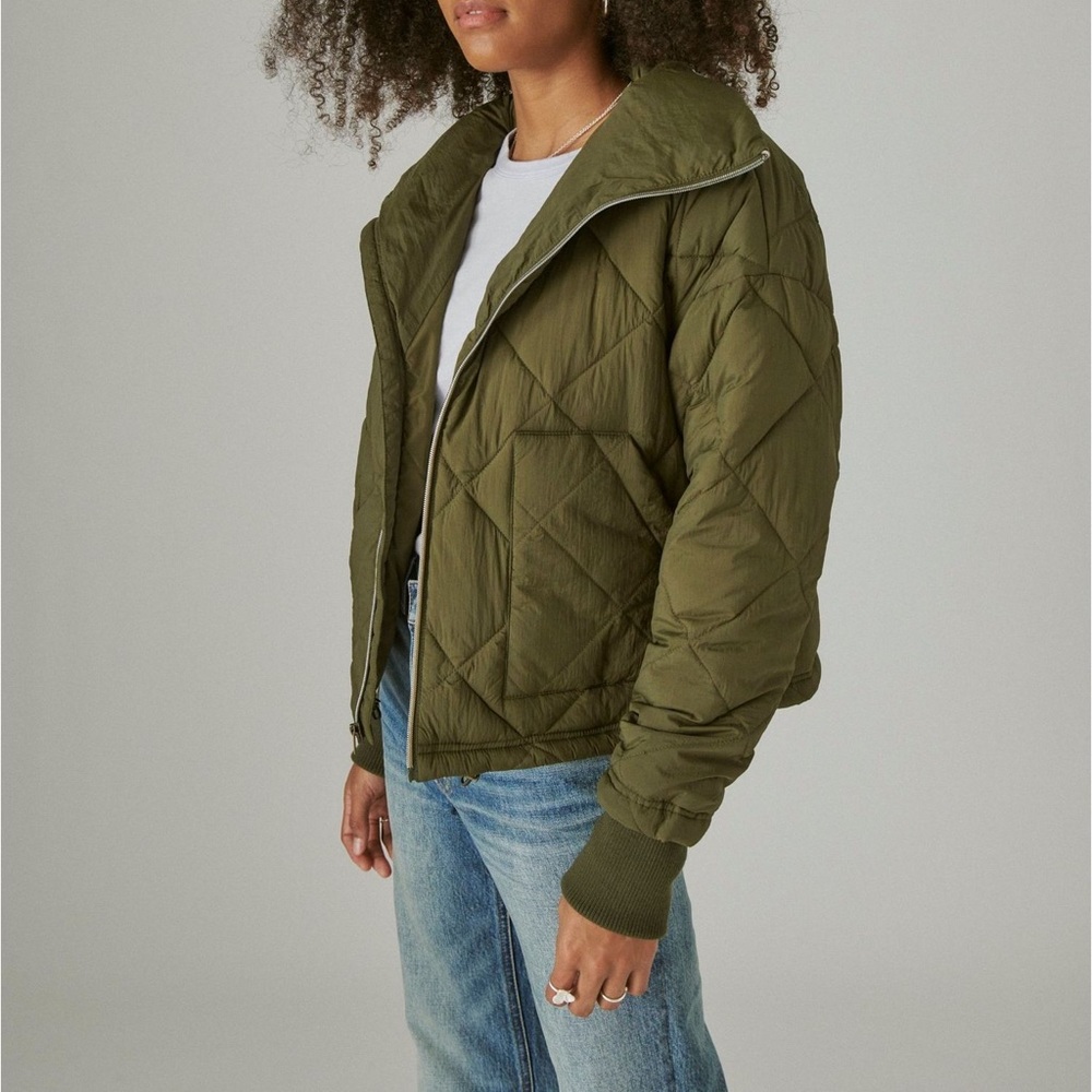 Lucky Brand Lightweight Packable Puffer Army Green size S RARE FIND! - Picture 1 of 6